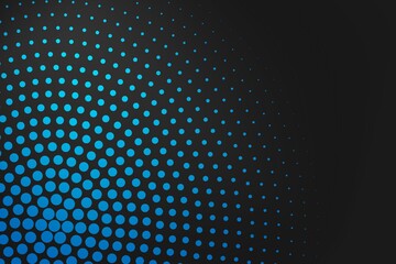 Canvas Print - vector abstract card background circle of blue dots on dark blank space