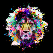  Lion Head With Creative Abstract Element
