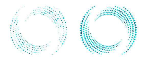 Canvas Print - modern abstract background. halftone triangles in circle form. round logo. vector dotted frame. desi