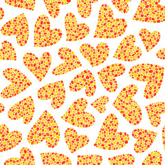 Poster - Yellow hearts on a white background.