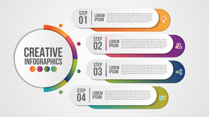 Wall Mural - infographic modern design vector template for business with 4 steps or options illustrate a strategy