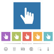 right handed pointing gesture flat white icons in square backgrounds