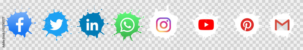 Modern watercolor social media icons collection Stock Vector | Adobe Stock