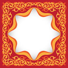 Red And Yellow Arabesque Decorative Blank Frame