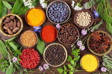 Wall Mural - Spices and herbs.