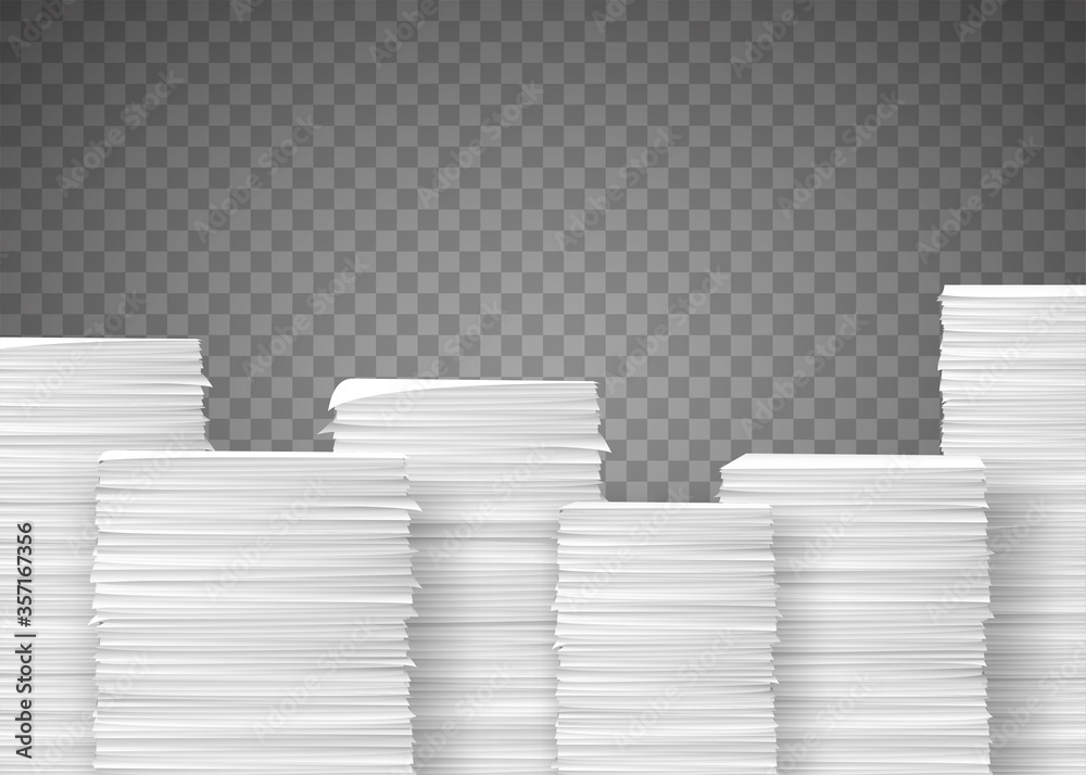 Piles of paper documents. Paperwork in the office. - obrazy, fototapety, plakaty 