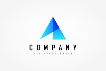 Poster - Abstract Initial Letter A Logo. Blue Geometric Triangle Arrow Origami Style isolated on White Background. Usable for Business and Technology Logos. Flat Vector Logo Design Template Element.