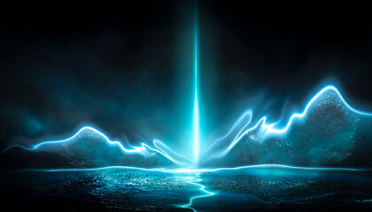 Wall Mural - empty futuristic dramatic scene. abstract dark landscape, street. neon light fluid element. night vi