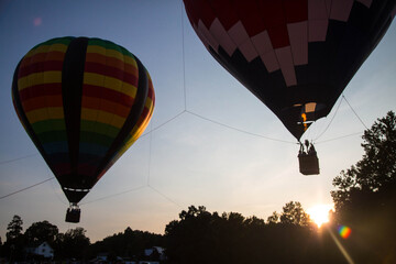 Hot air balloons at sunset