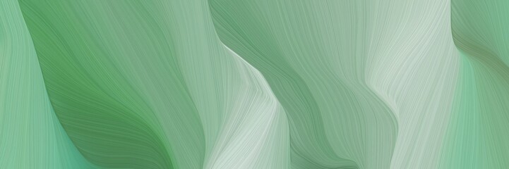 Poster - chaotic curved speed lines background or backdrop with dark sea green, silver and sea green colors. can be used as header or banner