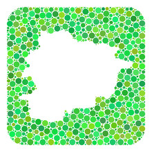 Map Of Andorra Collage Created With Rounded Rectangle And Subtracted Shape. Vector Map Of Andorra Collage Of Round Items In Different Sizes And Green Color Tones.