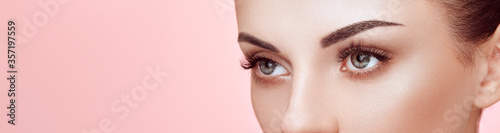 Fotomural Beautiful Woman with Extreme Long False Eyelashes