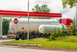 Fototapeta  - Tanker gas truck delivering fuel