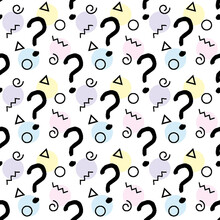 Question Marks Seamless Pattern . Question Hand Drawn Background. 