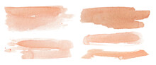 Abstract Watercolor Blush Pink Shapes On White Background. Color Splashing Hand Drawn Vector