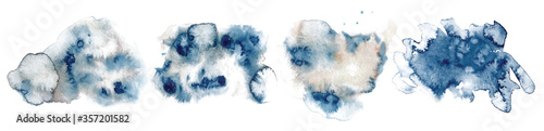 Fotografía Abstract watercolor classic blue shapes on white background