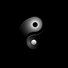 Yin And Yang On Black Background - Concept Of Dualism In Ancient Chinese Philosophy - Popular Philosophic Symbol In Dark Creative Decoration