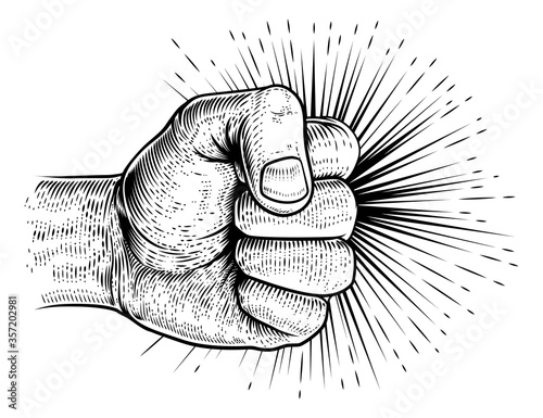 A hand in a clench fist pun...