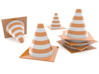 Road work cones on a white background