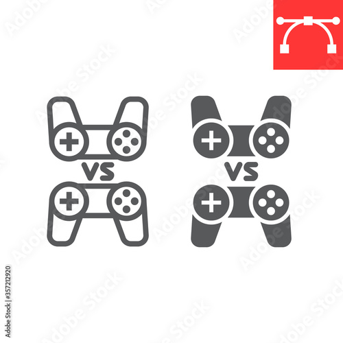 Cuadros en Lienzo Multiplayer game line and glyph icon, video games and gamepad, game consoles sign vector graphics, editable stroke linear icon, eps 10