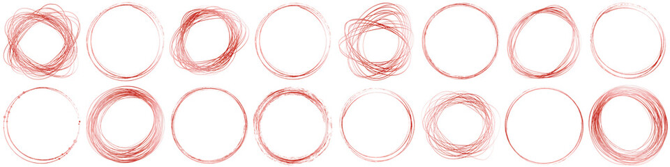 Wall Mural - set of red round banners frames on white background