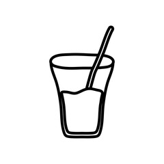 Sticker - summer cocktail glass icon, line style