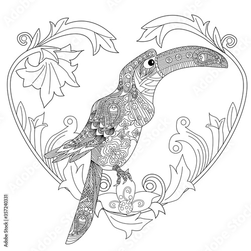 Coloring Pages Coloring Book For Adults Colouring Pictures With Flowers And Birds Antistress Freehand Sketch Drawing With Doodle And Zentangle Elements Pechat Buy This Stock Vector And Explore Similar Vectors At Adobe Filled with flowers, hope and love, this free inspirational bird coloring page is sure to get your through those hard days. adobe stock