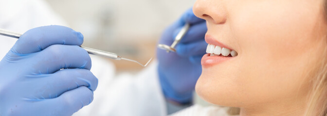 young woman in stomatology clinic, dental care