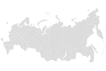 Russia map illustration. Map of Russia in gray on white backgrou