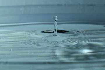 A small water drop fall on water surface