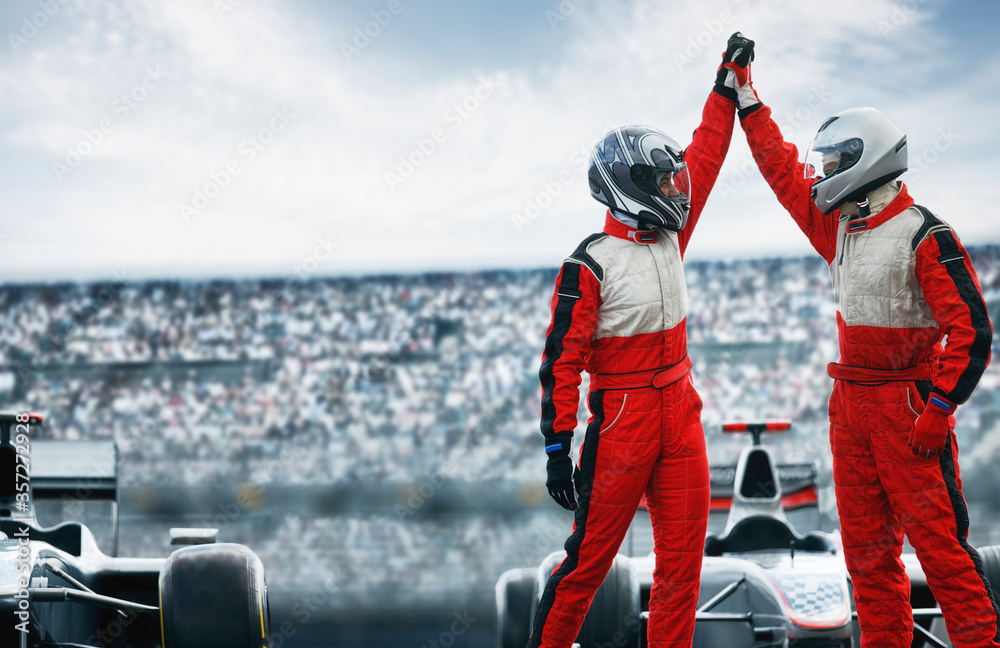 Cheering For Running Racers Racers cheering on track Stock Photo | Adobe Stock