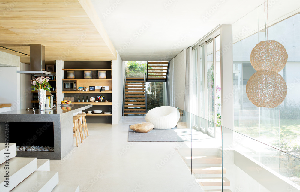 Open floor plan of modern house Stock Photo | Adobe Stock