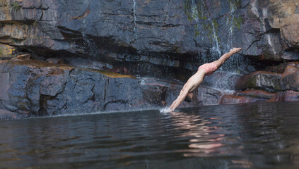 Sticker - Man diving into lake