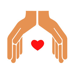 Hands with heart. House Care Hands icon with bonus romantic icon.