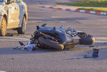A Motobike Crashed Into A Car A Motorcyclist Was Injured Police Investigation Fingerprint Investigator