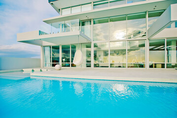 Swimming pool and modern house