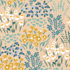 Floral abstract seamless pattern. Vector design for different surfases.