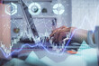 © peshkova - Double exposure of woman hands typing on computer and forex chart hologram drawing. Stock market invest concept.