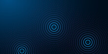 Futuristic Abstract Banner With Abstract Water Rings, Ripples On Dark Blue Background.