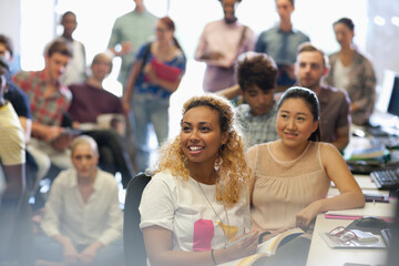 Wall Mural - University students at seminar in IT classroom