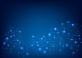 Poster - abstract futuristic circuit board on dark blue background. digital technology concept.