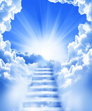 Fototapeta Na sufit - stairs sky cloud stairs in sky bright light from heaven beautiful light