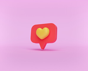 Wall Mural - social media Like heart icon. minimal isolated symbol. 3d rendering