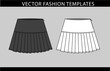 SKIRT fashion flat sketch template, pleated skirt front and back