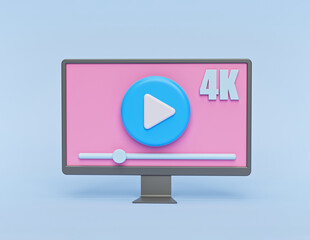 Poster - minimal video playback concept with play button. 3d rendering