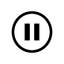 Video Pause Button Icon Isolated On Transparent Background. Black Symbol For Your Design. Vector Illustration, Easy To Edit.
