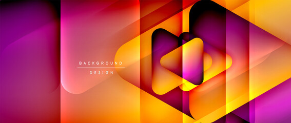Wall Mural - Triangle shapes geometric abstract background. 3D shadow effects and fluid gradients. Modern overlapping forms wallpaper for your text message