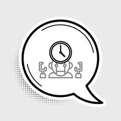 Poster - Line Robot and digital time manager icon isolated on grey background. Time management assistance, workflow optimization help. Colorful outline concept. Vector.