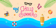 © The Masterplan Std. - Summer Holiday on the beach Vector Illustration. Summer vacation Vector flat design illustration. Abstract Summer background design template for banner, flyer, invitation, poster, brochure.