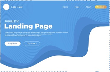 Website template design and landing page line dynamic shapes blue background. Vector illustration for apps development, mobile, ui template. 